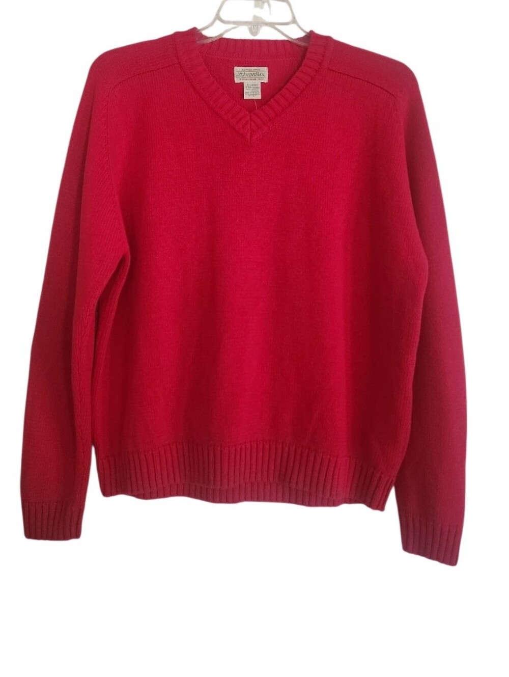 Women’s V-Neck Red Knit Sweater Sz XL Nwy